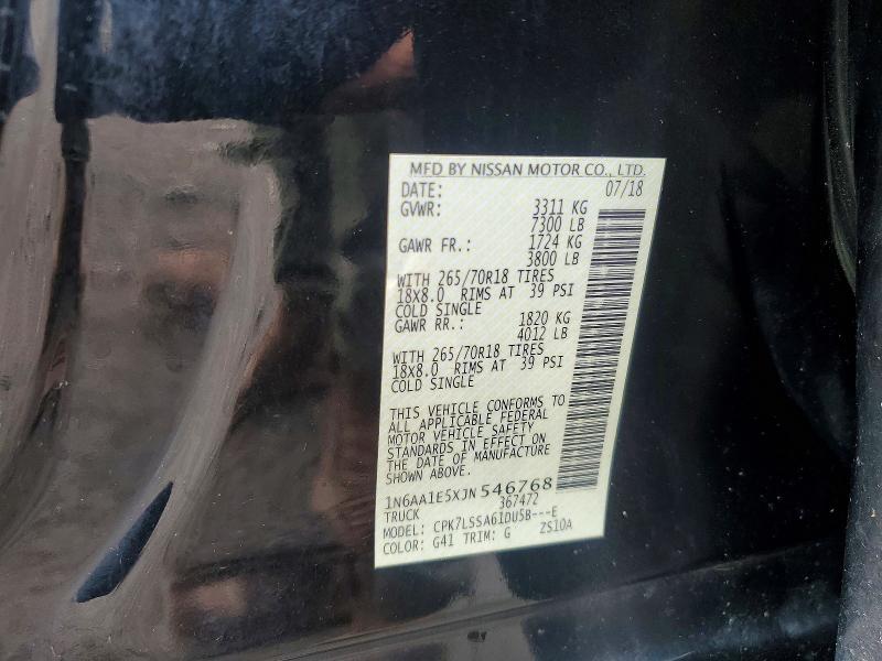 67563466 :رقم المزاد ، 1N6AA1E5XJN546768 vin ، 2018 Nissan Titan مزاد بيع