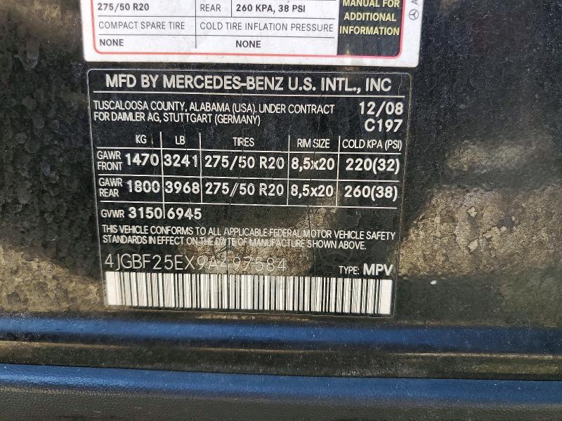 2009 Mercedes-benz Gl მანქანა იყიდება აუქციონზე, vin: 4JGBF25EX9A497584, აუქციონის ნომერი: 67803326