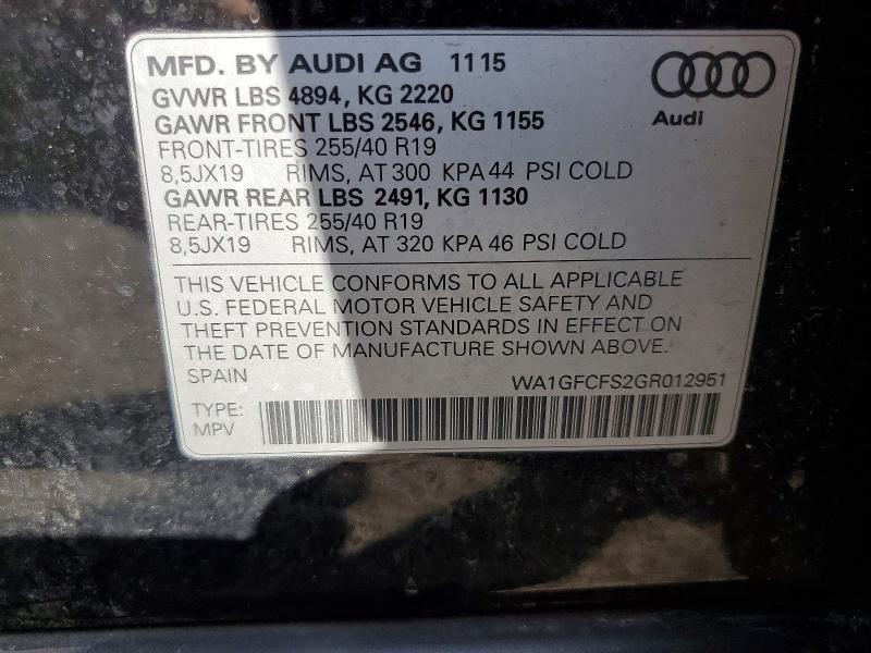 2016 Audi Q3 მანქანა იყიდება აუქციონზე, vin: WA1GFCFS2GR012951, აუქციონის ნომერი: 67113016