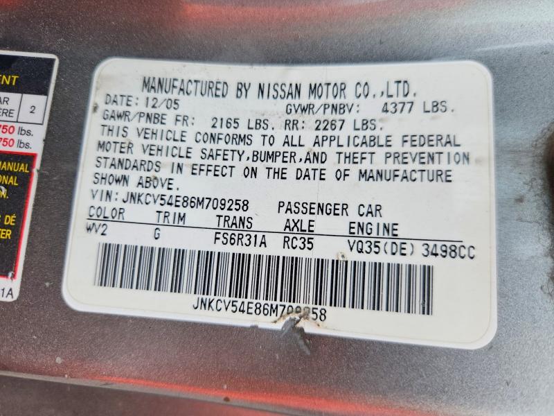 Aukcja sprzedaży 2006 Infiniti G35, vin: JNKCV54E86M709258, numer aukcji: 67276746