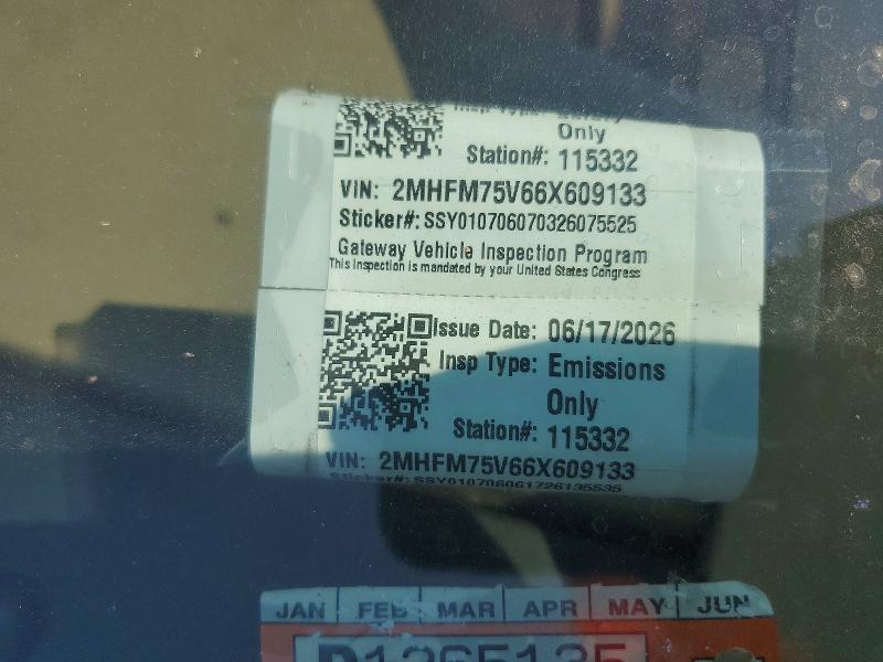 68070826 :رقم المزاد ، 2MHFM75V66X609133 vin ، 2006 Mercury Grand Marquis مزاد بيع
