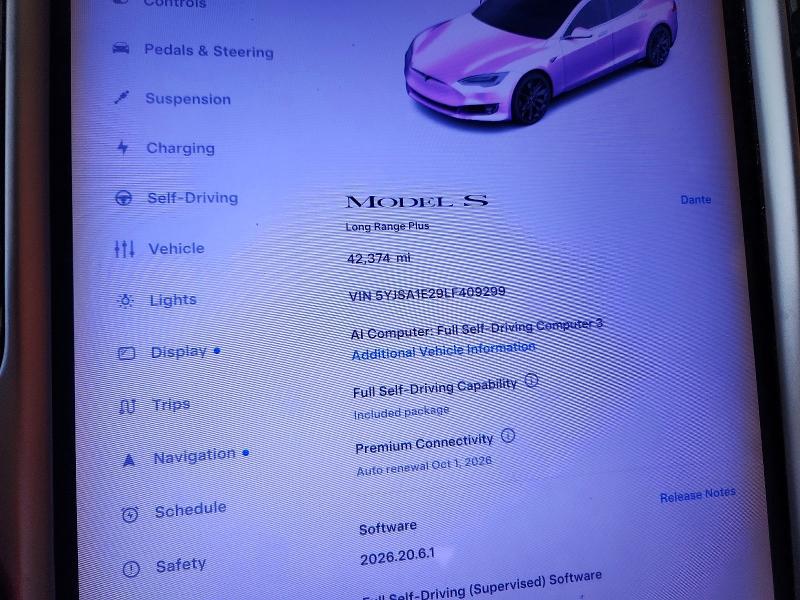 Auction sale of the 2020 Tesla Model S, vin: 5YJSA1E29LF409299, lot number: 69290806