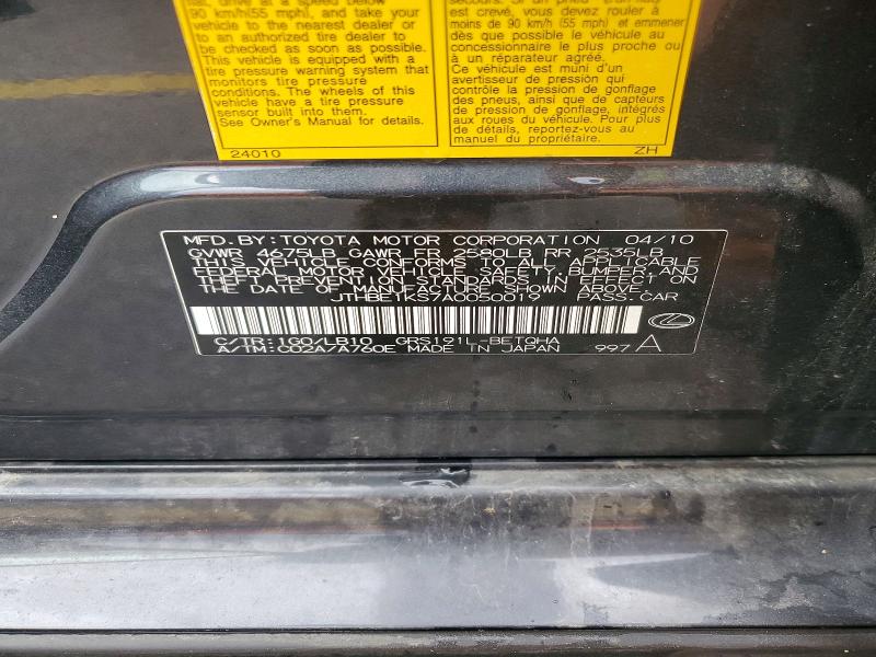 Aukcja sprzedaży 2010 Lexus Gs, vin: JTHBE1KS7A0050019, numer aukcji: 68295366