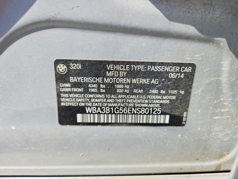 Aukcja sprzedaży 2014 Bmw 320, vin: WBA3B1G56ENS80125, numer aukcji: 67090366