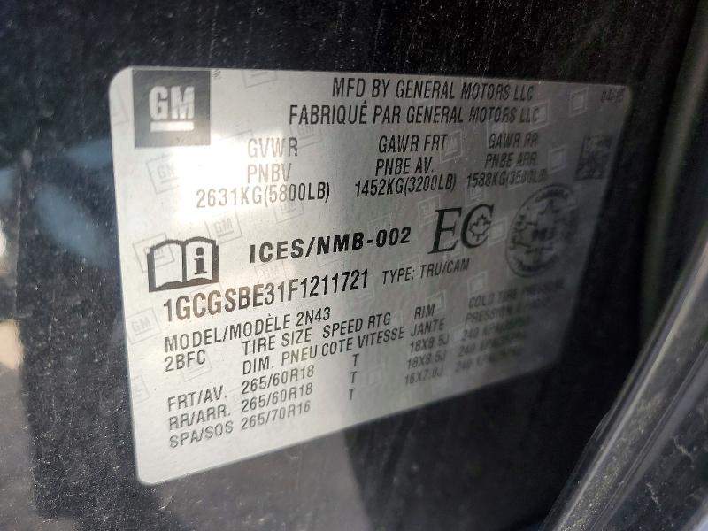 Продаж на аукціоні авто 2015 Chevrolet Colorado, vin: 1GCGSBE31F1211721, номер лоту: 70223166