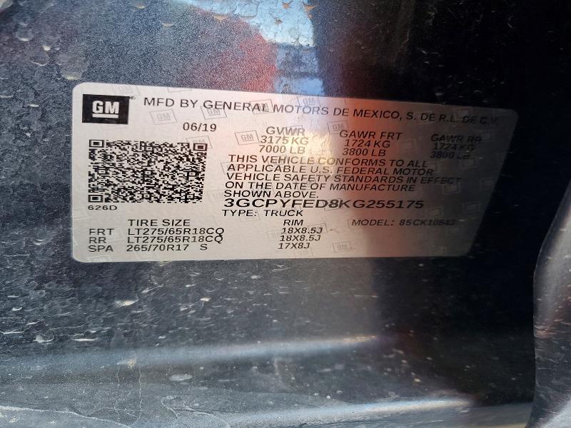 Продажа на аукционе авто 2019 Chevrolet Silverado, vin: 3GCPYFED8KG255175, номер лота: 67366516