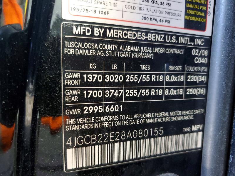 Продаж на аукціоні авто 2008 Mercedes-benz R, vin: 4JGCB22E28A080155, номер лоту: 68612896