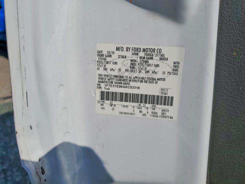 70023186 :رقم المزاد ، 1FTEX1E86AKC53318 vin ، 2010 Ford F150 مزاد بيع