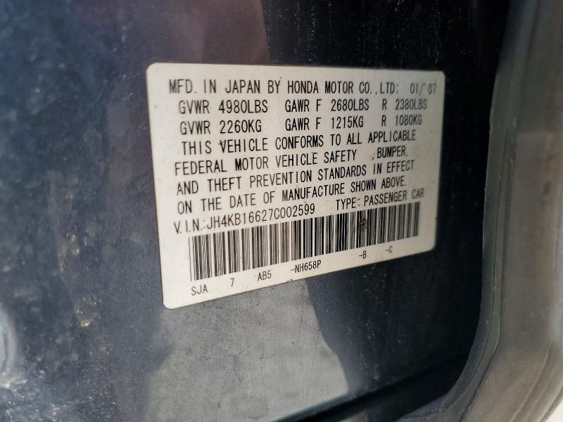 Aukcja sprzedaży 2007 Acura Rl, vin: JH4KB16627C002599, numer aukcji: 67600866