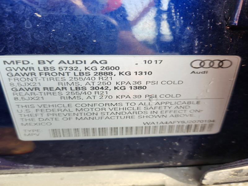 Aukcja sprzedaży 2018 Audi Sq5, vin: WA1A4AFY8J2070194, numer aukcji: 67618146