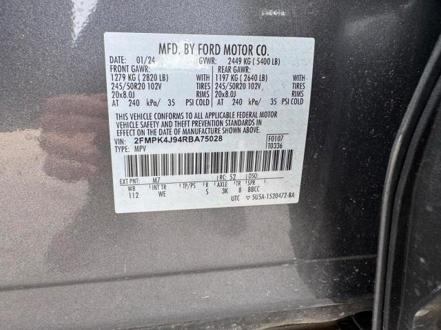 2024 Ford Edge მანქანა იყიდება აუქციონზე, vin: 2FMPK4J94RBA75028, აუქციონის ნომერი: 70326626