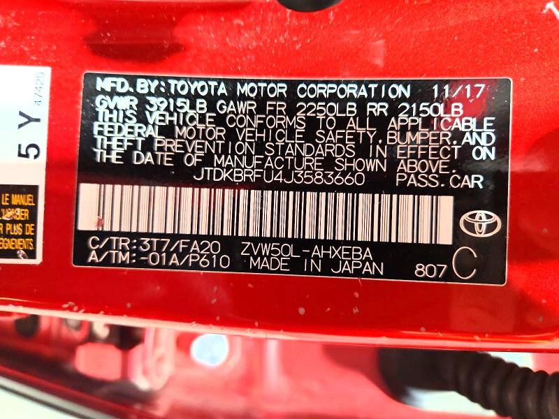 Aukcja sprzedaży 2018 Toyota Prius, vin: JTDKBRFU4J3583660, numer aukcji: 69999406