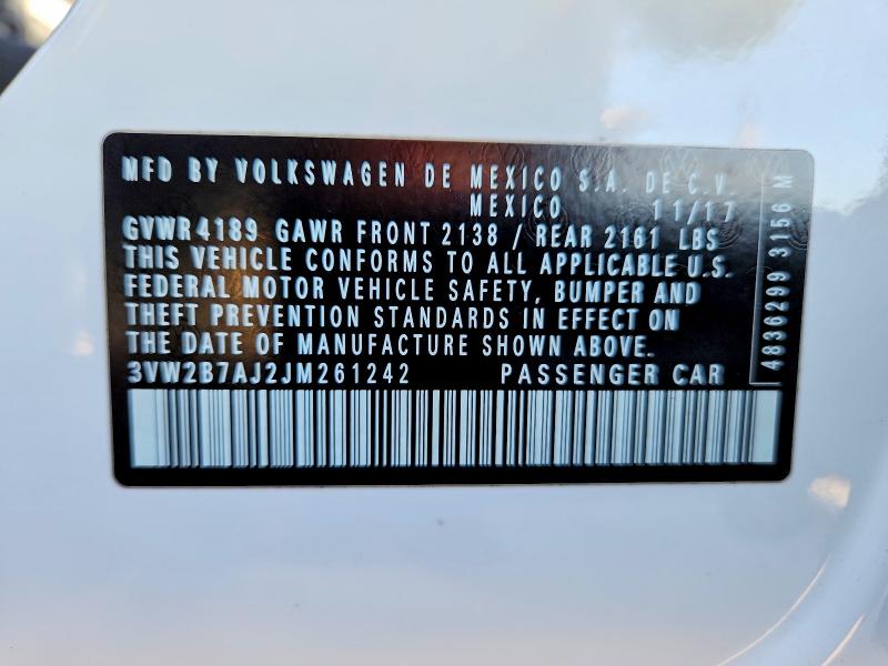 69390486 :رقم المزاد ، 3VW2B7AJ2JM261242 vin ، 2018 Volkswagen Jetta مزاد بيع