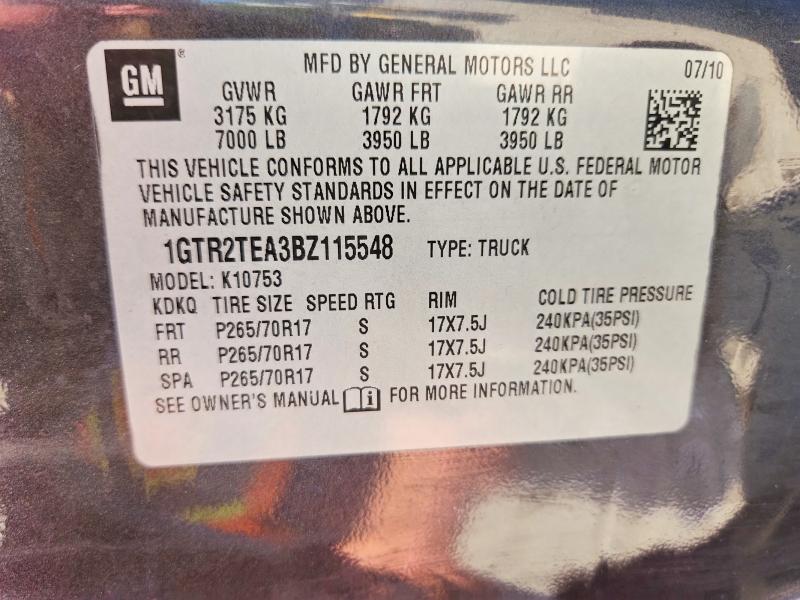 68004056 :رقم المزاد ، 1GTR2TEA3BZ115548 vin ، 2011 Gmc Sierra مزاد بيع