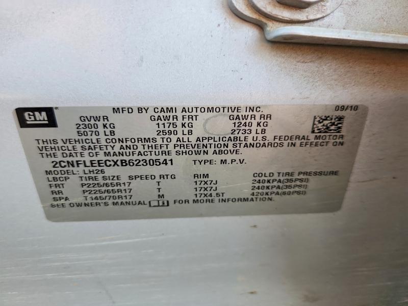 70274586 :رقم المزاد ، 2CNFLEECXB6230541 vin ، 2011 Chevrolet Equinox مزاد بيع