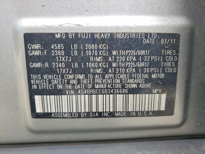 Aukcja sprzedaży 2011 Subaru Outback, vin: 4S4BRBCC6B3436686, numer aukcji: 66853116