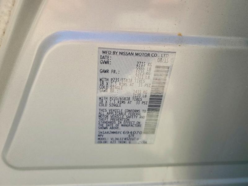 Продаж на аукціоні авто 2015 Nissan Pathfinder, vin: 5N1AR2MM6FC694070, номер лоту: 69212116