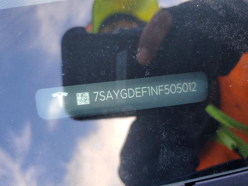 70207406 :رقم المزاد ، 7SAYGDEF1NF505012 vin ، 2022 Tesla Model Y مزاد بيع