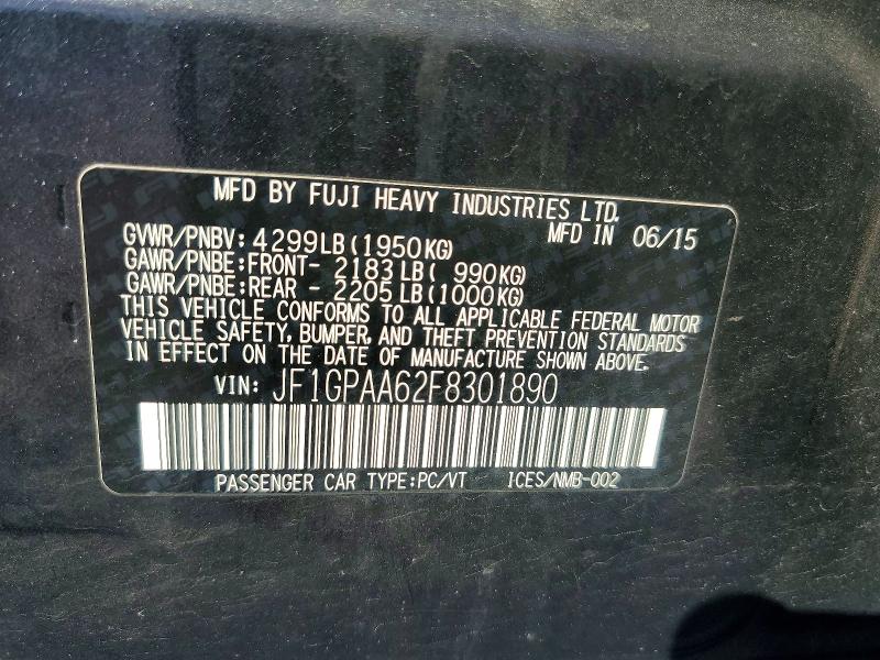 Продаж на аукціоні авто 2015 Subaru Impreza, vin: JF1GPAA62F8301890, номер лоту: 70463136