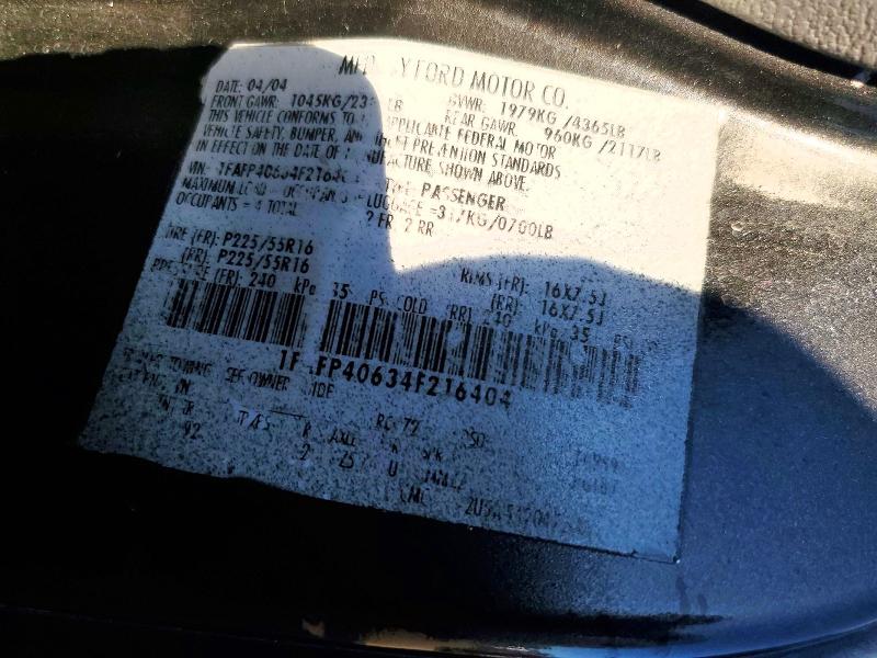Продаж на аукціоні авто 2004 Ford Mustang, vin: 1FAFP40634F216404, номер лоту: 71075226