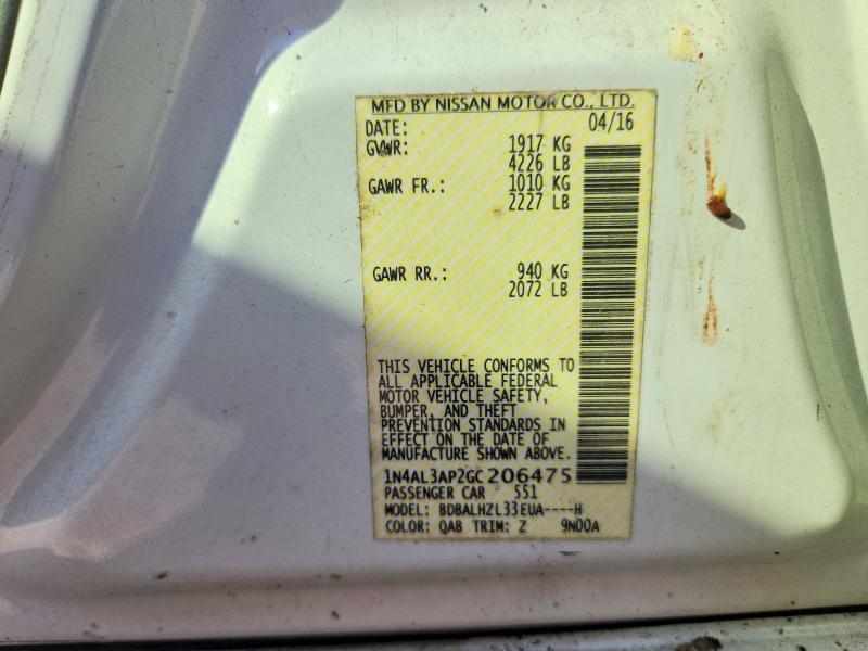 70112686 :رقم المزاد ، 1N4AL3AP2GC206475 vin ، 2016 Nissan Altima مزاد بيع