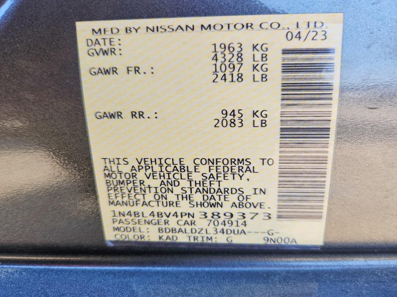 Продаж на аукціоні авто 2023 Nissan Altima, vin: 1N4BL4BV4PN389373, номер лоту: 67876626