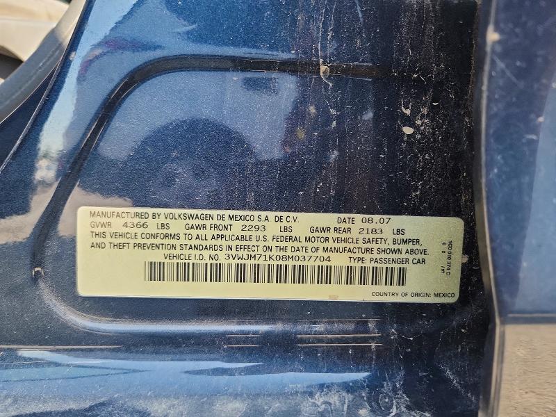 Aukcja sprzedaży 2008 Volkswagen Jetta, vin: 3VWJM71K08M037704, numer aukcji: 68403016