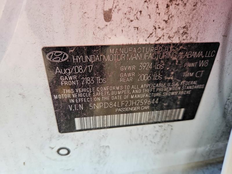 2018 Hyundai Elantra მანქანა იყიდება აუქციონზე, vin: 5NPD84LF2JH259644, აუქციონის ნომერი: 70340026