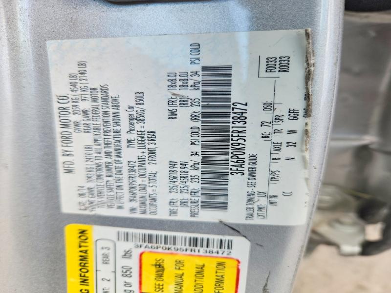 2015 Ford Fusion მანქანა იყიდება აუქციონზე, vin: 3FA6P0K95FR138472, აუქციონის ნომერი: 69017786