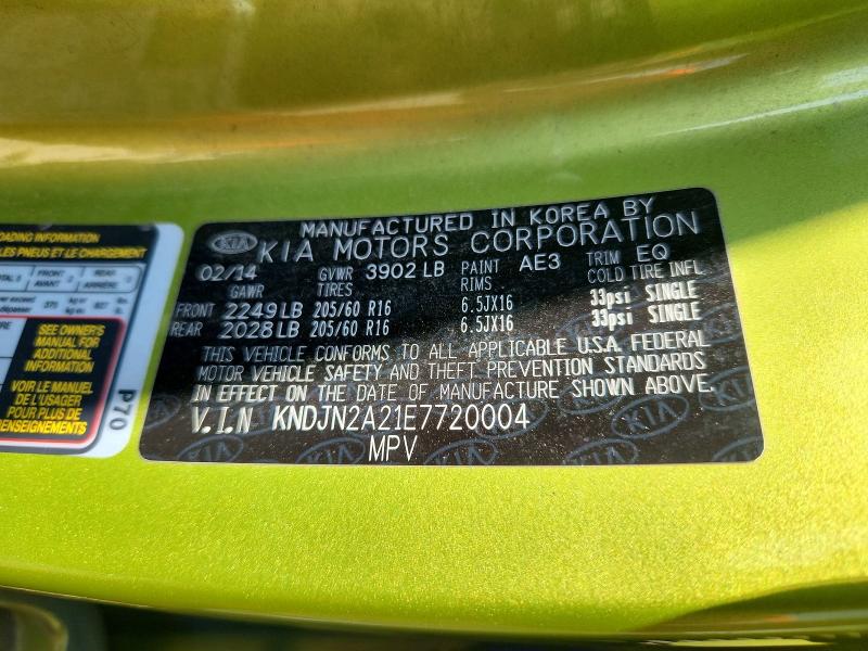 Auction sale of the 2014 Kia Soul, vin: KNDJN2A21E7720004, lot number: 69925906