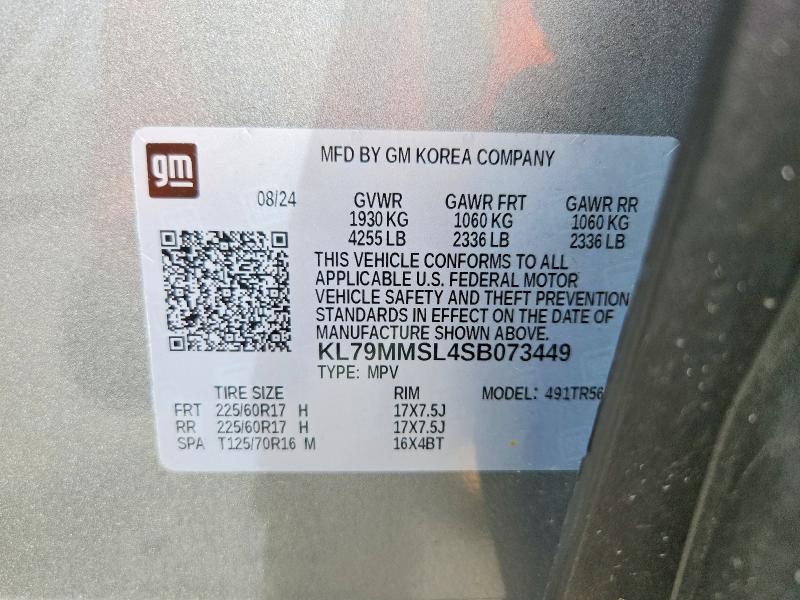 2025 Chevrolet Trailblazer მანქანა იყიდება აუქციონზე, vin: KL79MMSL4SB073449, აუქციონის ნომერი: 68804746