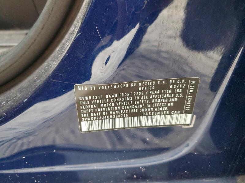 Продаж на аукціоні авто 2012 Volkswagen Jetta, vin: 3VWDP7AJ4CM380715, номер лоту: 68377706