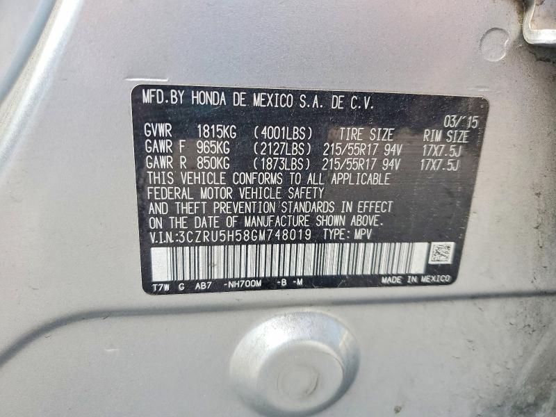 Aukcja sprzedaży 2016 Honda Hr-v, vin: 3CZRU5H58GM748019, numer aukcji: 69894916