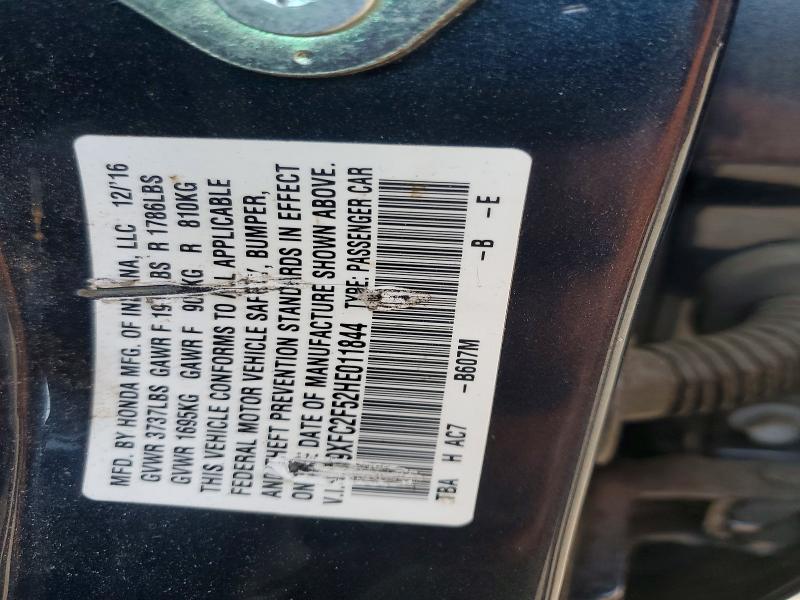 Aukcja sprzedaży 2017 Honda Civic, vin: 19XFC2F52HE011844, numer aukcji: 69397446
