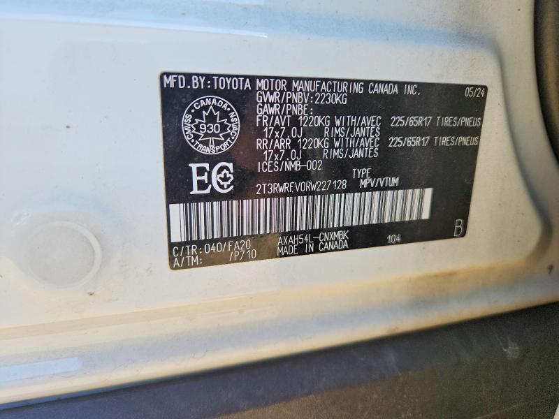 Aukcja sprzedaży 2024 Toyota Rav4 Hybrid, vin: 2T3RWRFV0RW227128, numer aukcji: 69223096