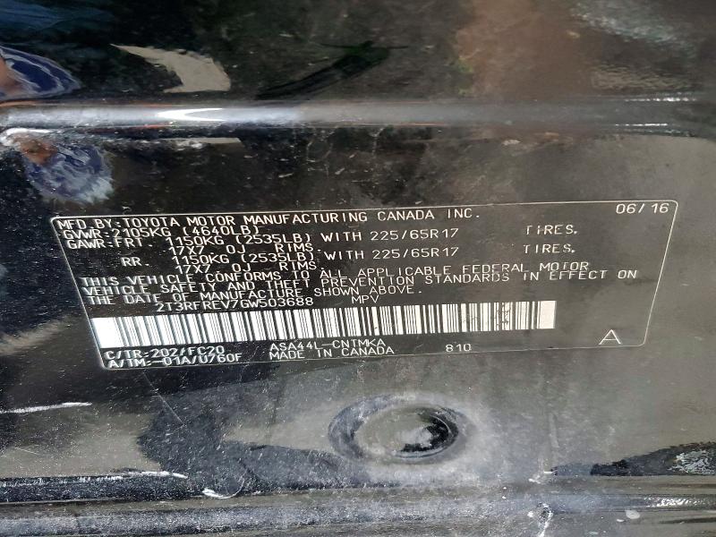 Aukcja sprzedaży 2016 Toyota Rav4, vin: 2T3RFREV7GW503688, numer aukcji: 69348576