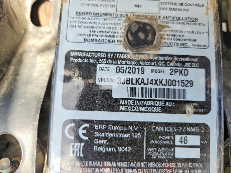 67158326 :رقم المزاد ، 3JBLKAJ4XKJ001529 vin ، 2019 Can-am Outlander مزاد بيع