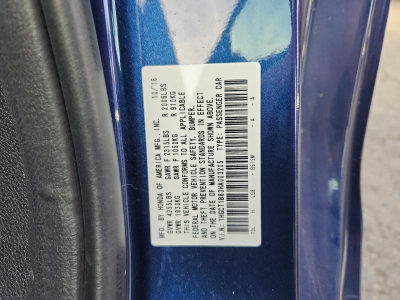 Продажа на аукционе авто 2017 Honda Accord, vin: 1HGCT1B83HA003205, номер лота: 69951386