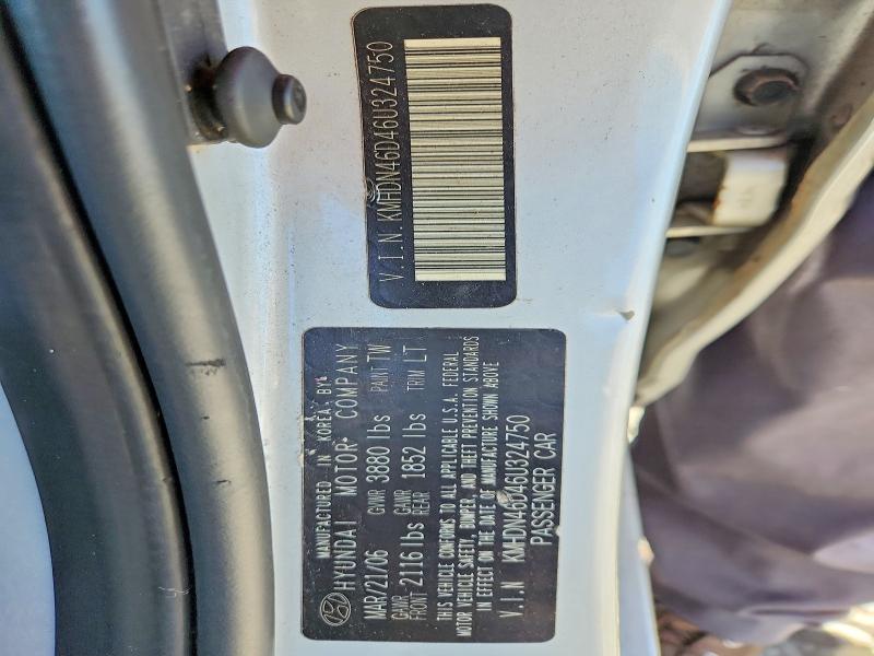 2006 Hyundai Elantra მანქანა იყიდება აუქციონზე, vin: KMHDN46D46U324750, აუქციონის ნომერი: 69544426