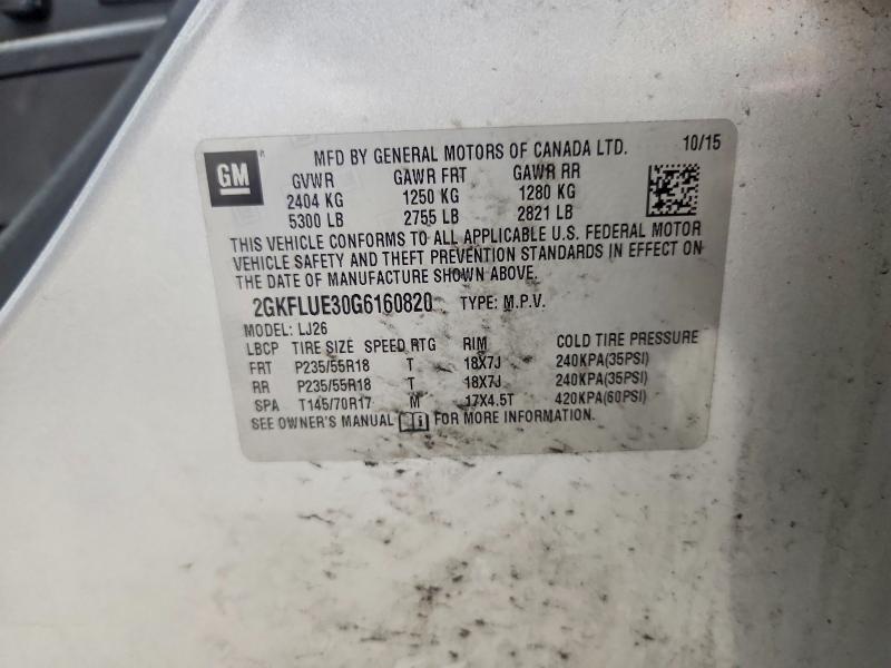 Aukcja sprzedaży 2016 Gmc Terrain, vin: 2GKFLUE30G6160820, numer aukcji: 67417566