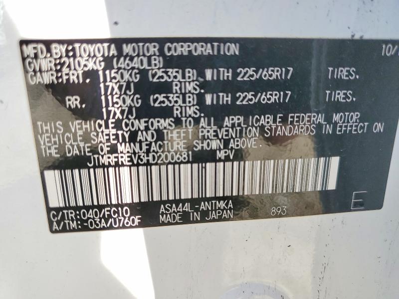 Aukcja sprzedaży 2017 Toyota Rav4, vin: JTMRFREV3HD200681, numer aukcji: 68977266