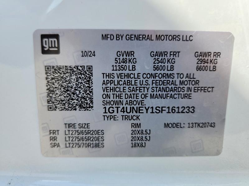 Продаж на аукціоні авто 2025 Gmc Sierra, vin: 1GT4UNEY1SF161233, номер лоту: 67971936