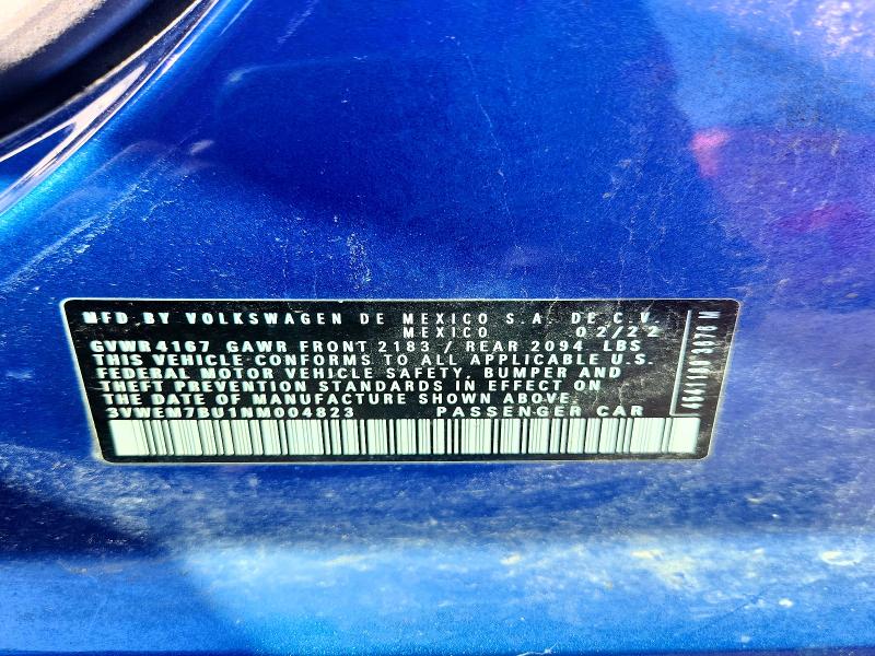 Продаж на аукціоні авто 2022 Volkswagen Jetta, vin: 3VWEM7BU1NM004823, номер лоту: 69084786