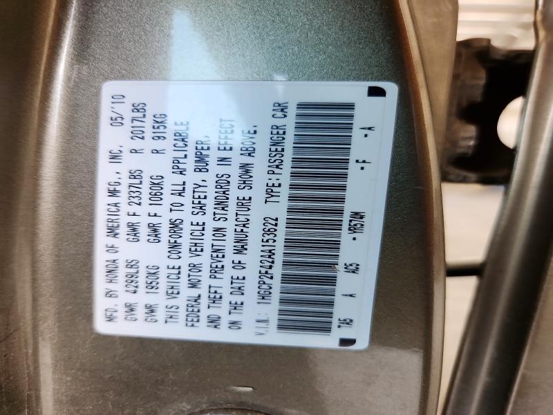 66976456 :رقم المزاد ، 1HGCP2F42AA153622 vin ، 2010 Honda Accord مزاد بيع