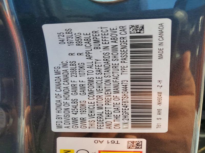 Продажа на аукционе авто 2025 Honda Civic, vin: 2HGFE4F87SH344473, номер лота: 69213686