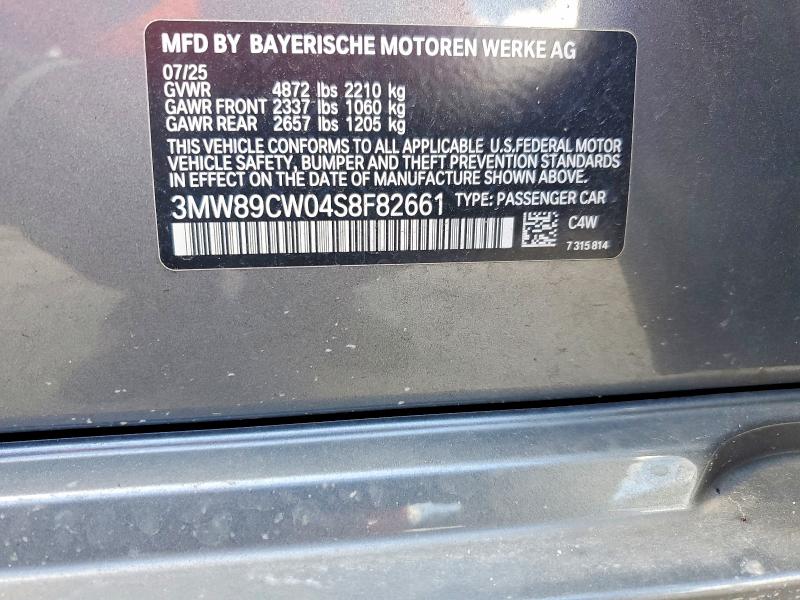 67257266 :رقم المزاد ، 3MW89CW04S8F82661 vin ، 2025 Bmw 330i مزاد بيع