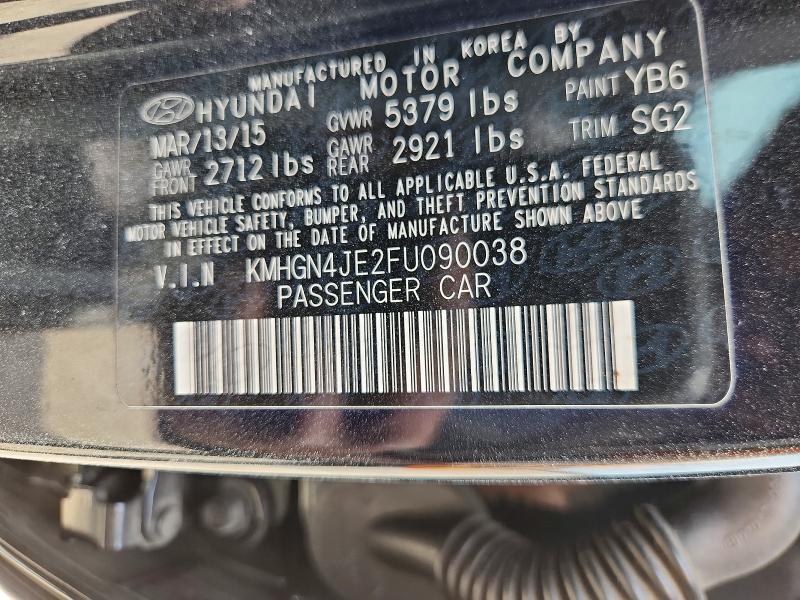 69782336 :رقم المزاد ، KMHGN4JE2FU090038 vin ، 2015 Hyundai Genesis مزاد بيع