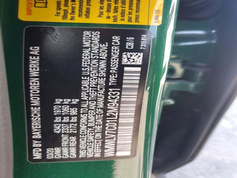 Auction sale of the 2020 Mini Cooper, vin: WMWLV7C01L2M94331, lot number: 70671676