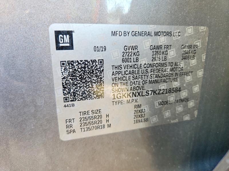 68967406 :رقم المزاد ، 1GKKNXLS7KZ218584 vin ، 2019 Gmc Acadia مزاد بيع