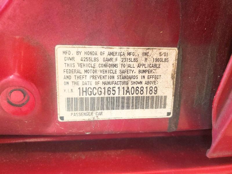 Продажа на аукционе авто 2001 Honda Accord, vin: 1HGCG16511A068189, номер лота: 69217996